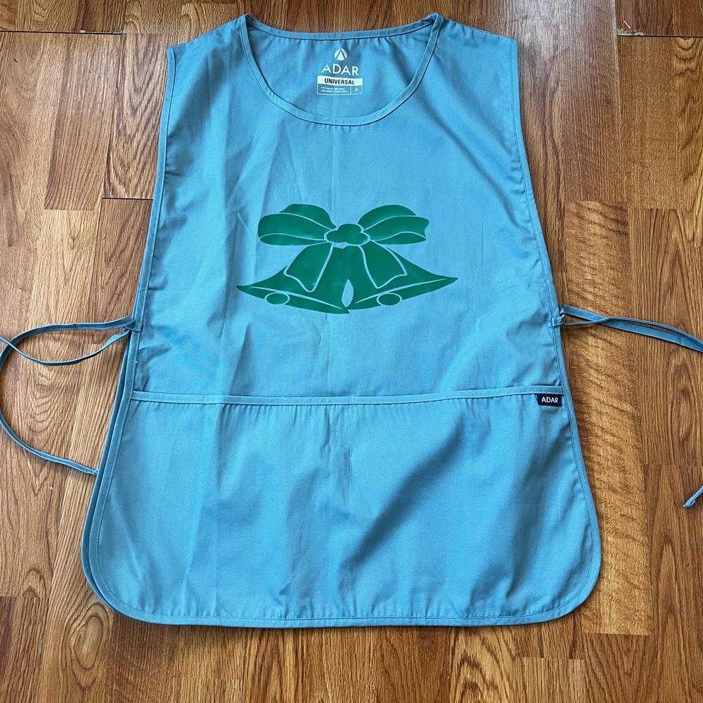 Adar Women's Blue Apron with Green Bell Design